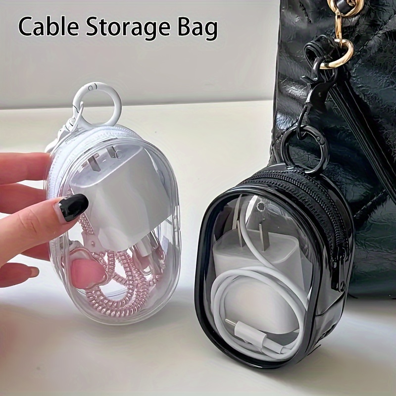 Portable Mini Clear Zipper Sto - Cable Winder Keychain 评论和价格