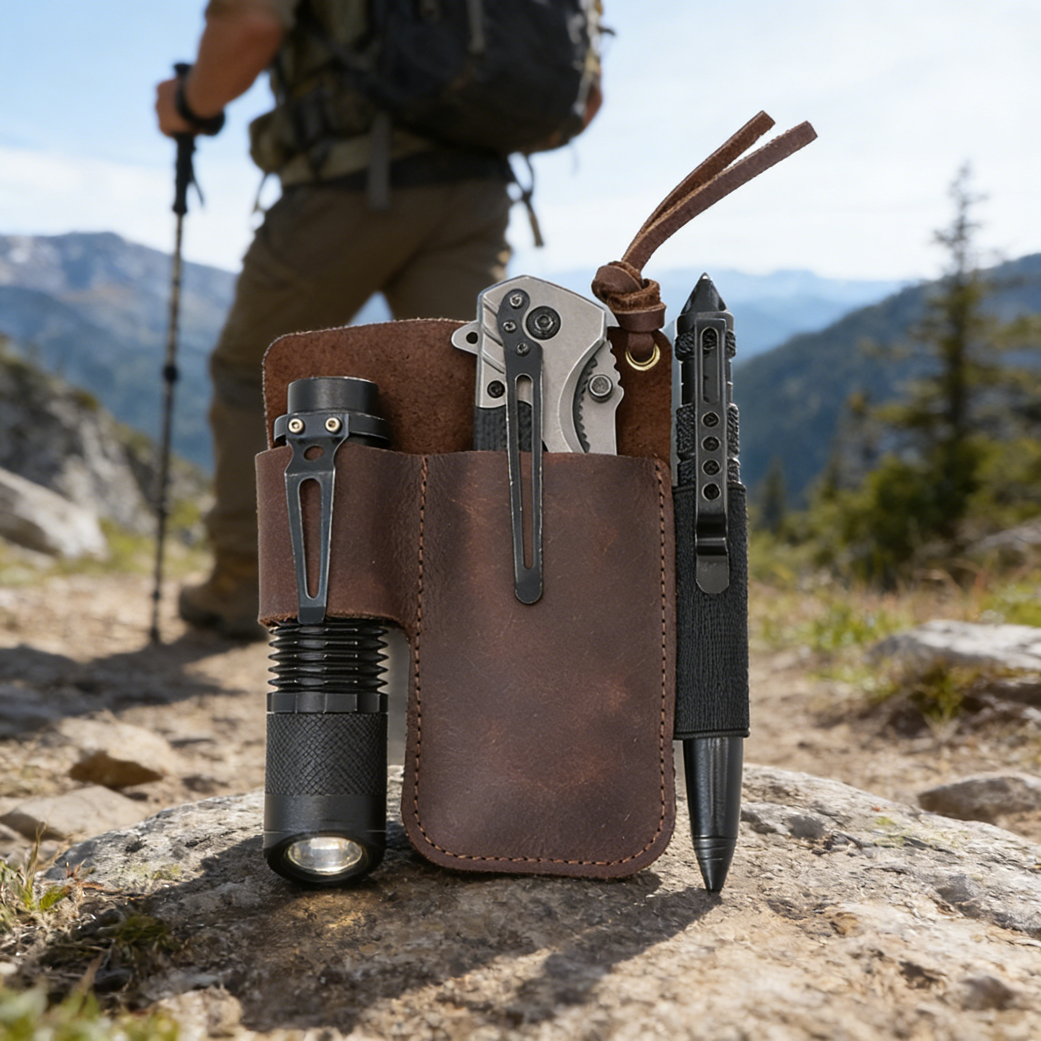 EDC Leather Flashlight Tool Ho - Edc Carry Holster 评论和价格