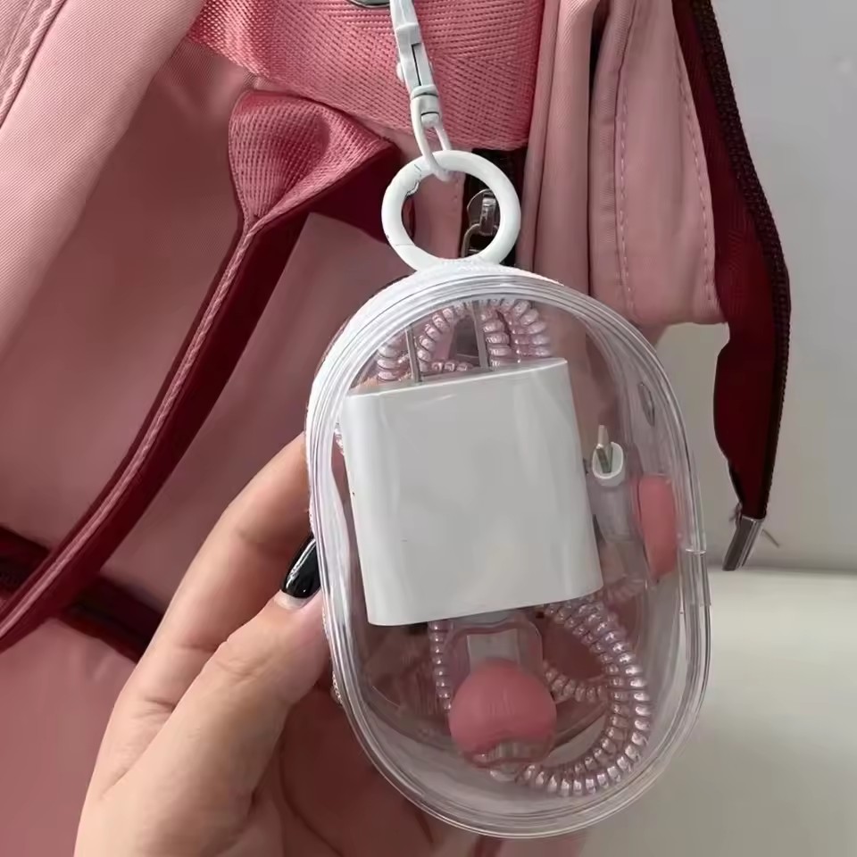 Portable Mini Clear Zipper Sto - Cable Winder Keychain 评论和价格