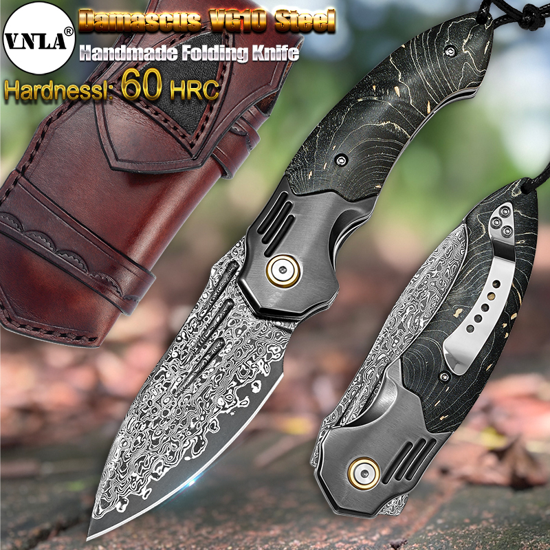 VNLA Handmade Damascus Steel P - Edc Carry Pocket Knife 评论和价格