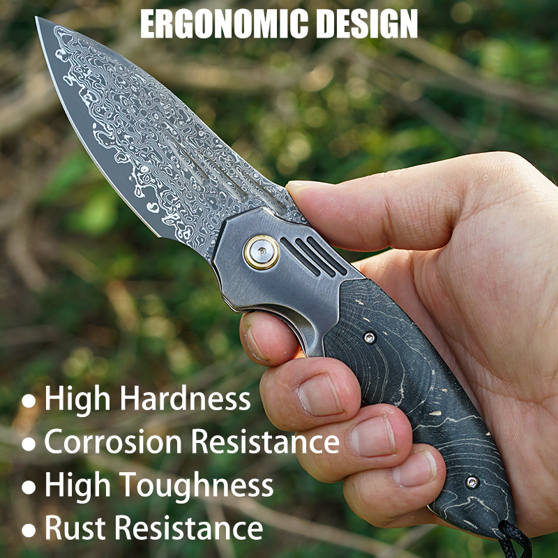 VNLA Handmade Damascus Steel P - Edc Carry Pocket Knife 评论和价格