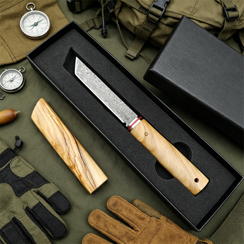 Portable Knife Damascus Blade  - Edc Pocket Carry Fixed Blade 评论和价格