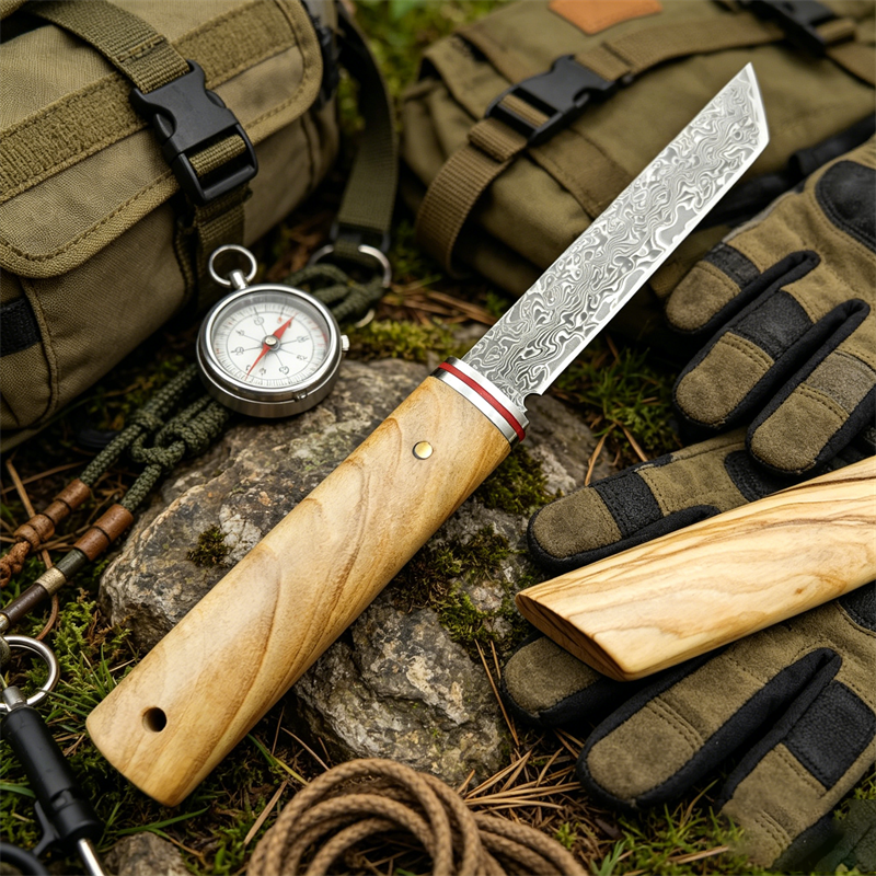 Portable Knife Damascus Blade  - Edc Pocket Carry Fixed Blade 评论和价格